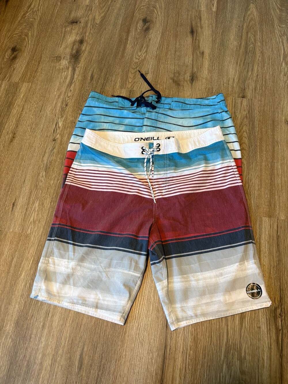 Lot of 2 O'Neill Men Boardshorts Size 33 Swim Trunks Board Shorts Striped Surf